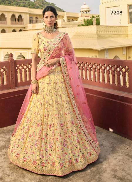 Yellow Colour Heavy Exclusive Wedding Wear Fancy Designer Latest Lehenga Collection 7208